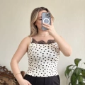 PUANTİYELİ SIRT BAĞLAMA DETAYLI BLUZ