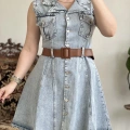 SIFIR KOL DÜĞMELİ ELBİSE