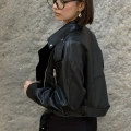 KISA KEMERLİ DERİ CEKET