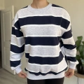 ÜÇ İPLİK KALIN ÇİZGİLİ SWEATSHIRT