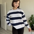 ÜÇ İPLİK KALIN ÇİZGİLİ SWEATSHIRT