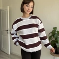 ÜÇ İPLİK KALIN ÇİZGİLİ SWEATSHIRT