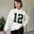 12 BASKI KAPÜŞONLU ÜÇ İPLİK SWEATSHİRT