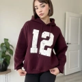 12 BASKI KAPÜŞONLU ÜÇ İPLİK SWEATSHİRT