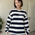 ÖN ARKA BASKI ÇİZGİLİ SWEAT