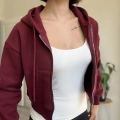 ÜÇ İPLİK CROP FERMUARLI HIRKA