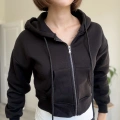 ÜÇ İPLİK CROP FERMUARLI HIRKA