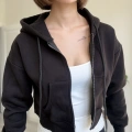 ÜÇ İPLİK CROP FERMUARLI HIRKA