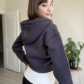 ÜÇ İPLİK CROP FERMUARLI HIRKA