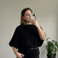 DİLVİN KAYIK YAKA KEMERLİ TRİKO BLUZ