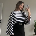 ÇİZGİLİ YARASA SALAŞ KOL BLUZ