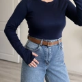 PARMAK GEÇMELİ YUVARLAK YAKA BODY