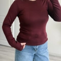 PARMAK GEÇMELİ YUVARLAK YAKA BODY