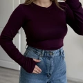 PARMAK GEÇMELİ YUVARLAK YAKA BODY
