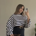 ÇİZGİLİ YARASA SALAŞ KOL BLUZ