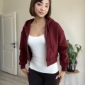 ÜÇ İPLİK CROP FERMUARLI HIRKA