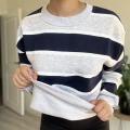 ÜÇ İPLİK KALIN ÇİZGİLİ SWEATSHIRT