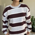 ÜÇ İPLİK KALIN ÇİZGİLİ SWEATSHIRT