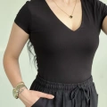 V YAKA KISA KOL T-SHIRT