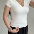 V YAKA KISA KOL T-SHIRT