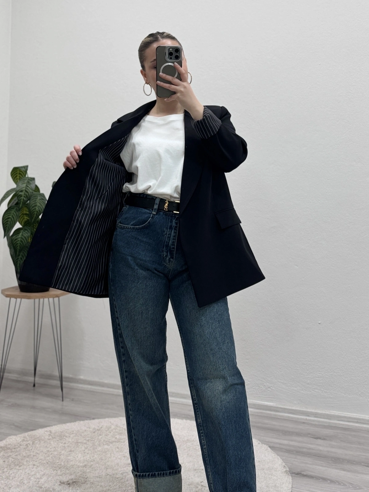 BLAZER CEKET ÇİZGİLİ ASTARLI