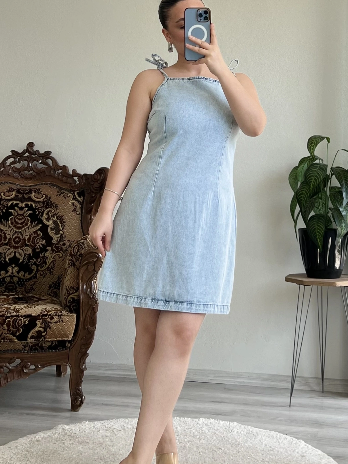 BAĞCIKLI KOT ELBİSE