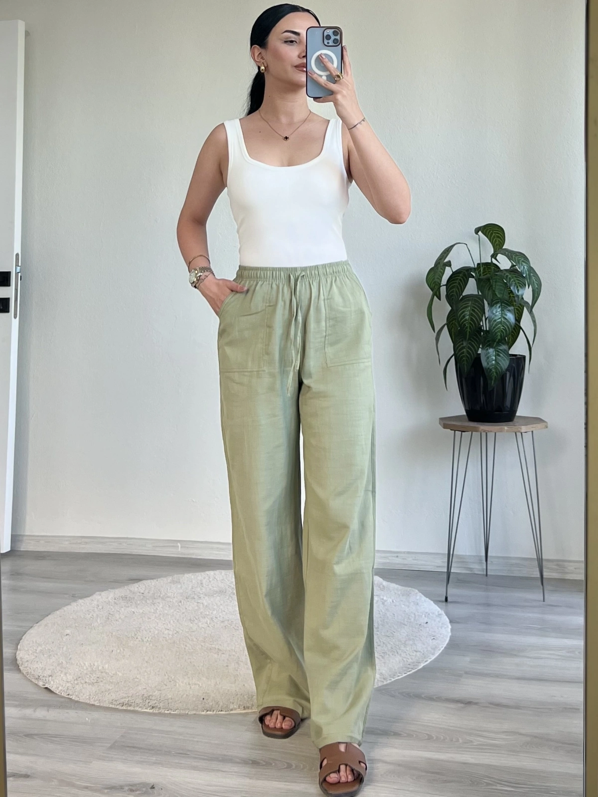 FİLAMLI KETEN PANTOLON