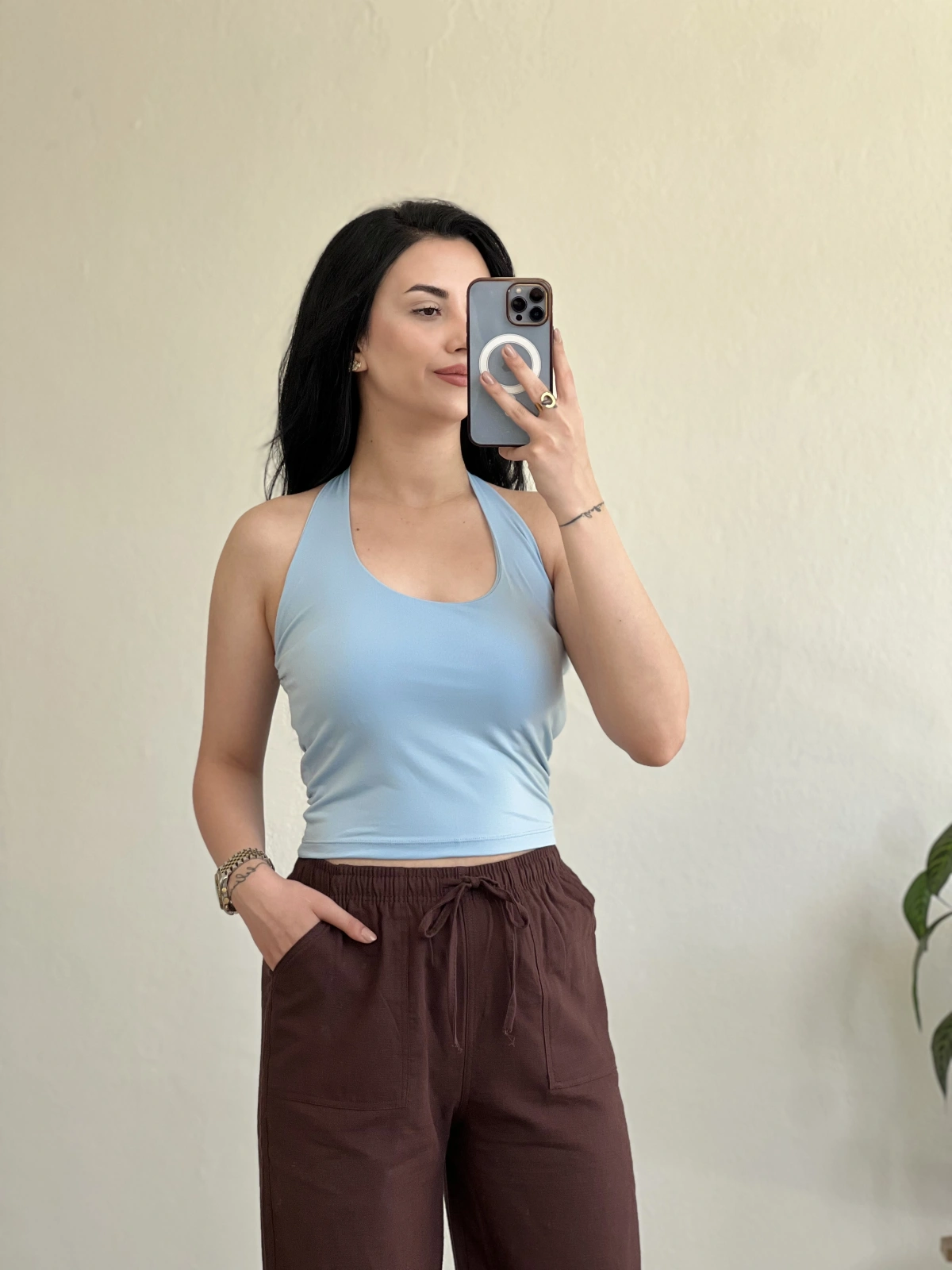 HALTER YAKA BASİC BLUZ