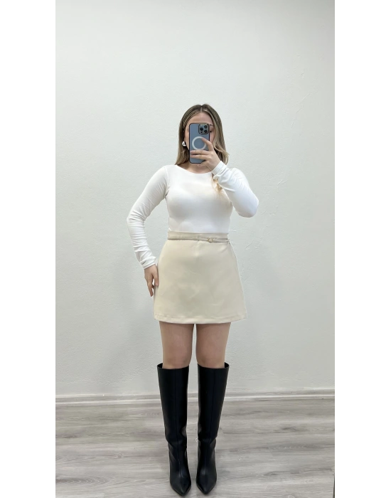 KEMER DETAYLI ŞORT ETEK