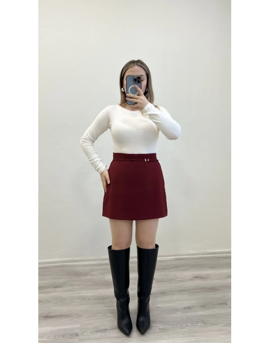 KEMER DETAYLI ŞORT ETEK