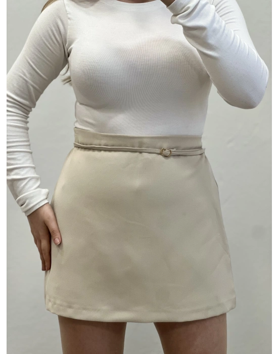 KEMER DETAYLI ŞORT ETEK