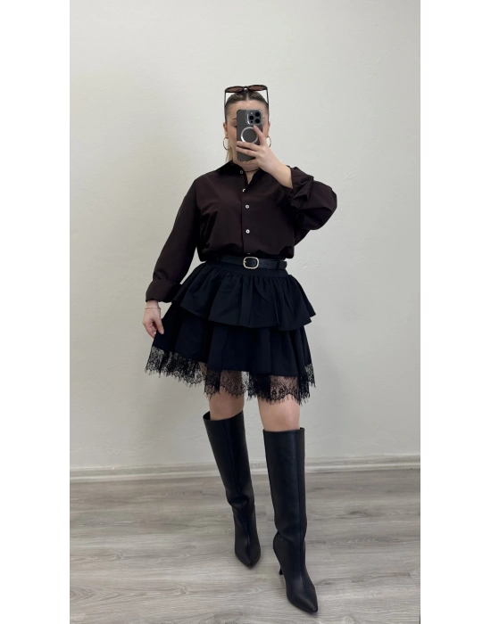 DANTEL DETAY KEMERLİ ETEK