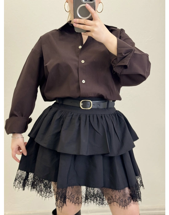 DANTEL DETAY KEMERLİ ETEK