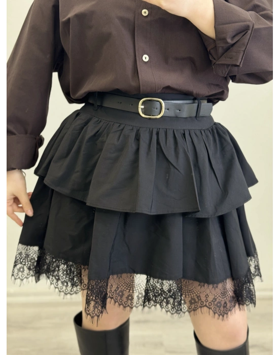 DANTEL DETAY KEMERLİ ETEK