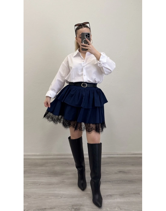 DANTEL DETAY KEMERLİ ETEK