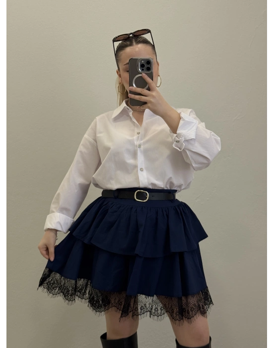 DANTEL DETAY KEMERLİ ETEK