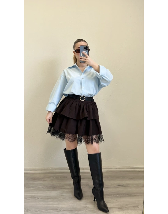 DANTEL DETAY KEMERLİ ETEK