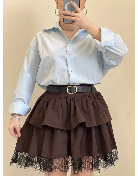 DANTEL DETAY KEMERLİ ETEK