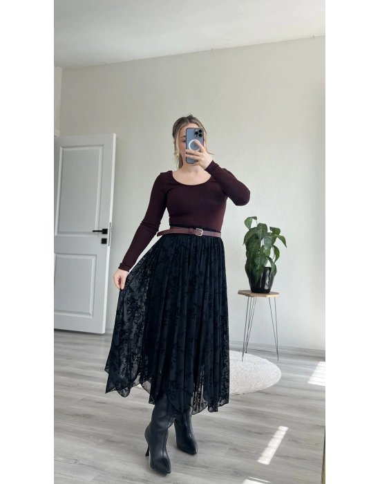 TÜL KABARTMALI UZUN ETEK