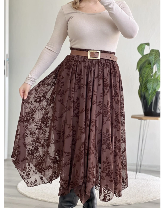 TÜL KABARTMALI UZUN ETEK