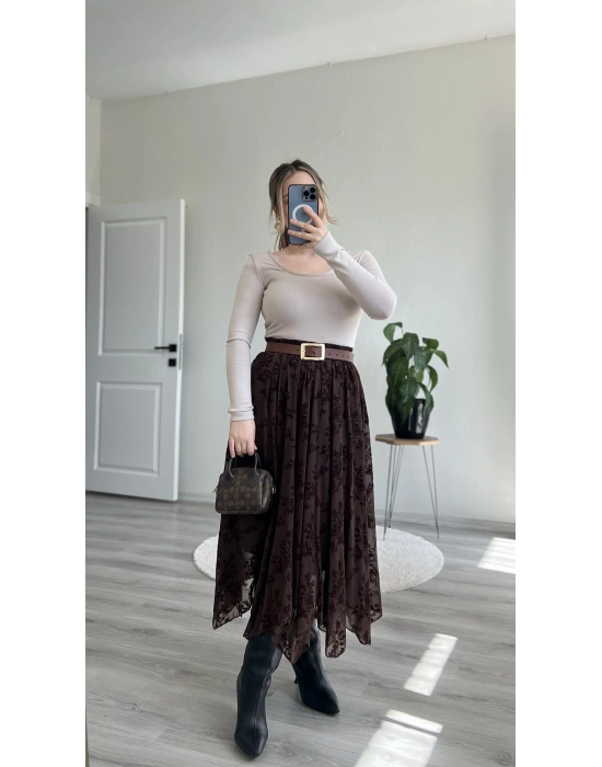 TÜL KABARTMALI UZUN ETEK