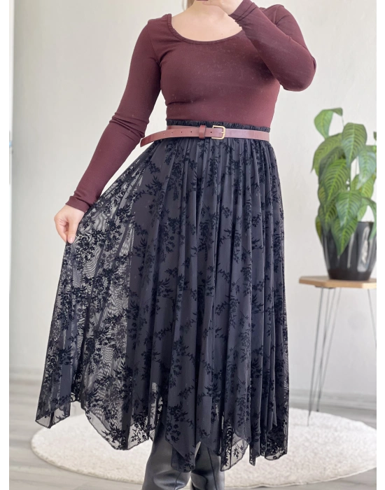 TÜL KABARTMALI UZUN ETEK