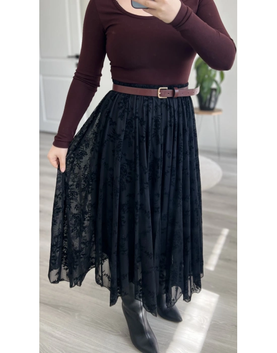 TÜL KABARTMALI UZUN ETEK