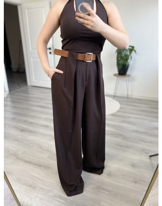 SÜET KEMERLİ TASARIM PANTOLON