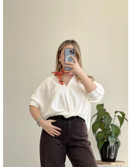 ÖN BURGULU MODAL GÖMLEK BLUZ