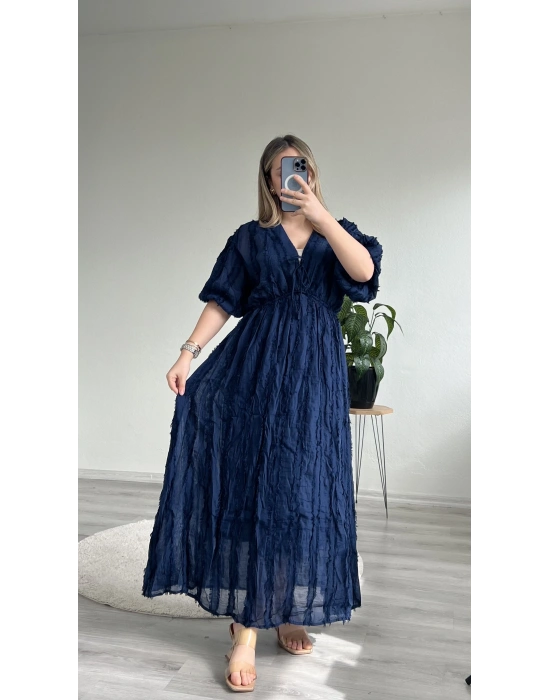 BAĞLAMALI SAÇAKLI ELBİSE