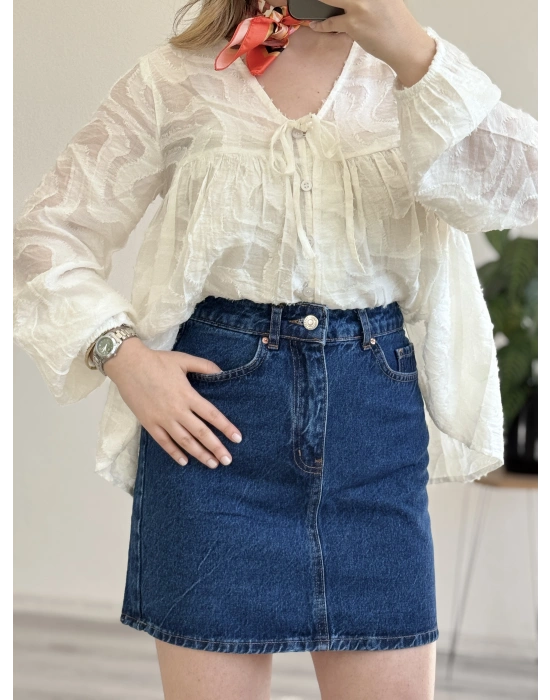 KOT MAVİ MİNİ ETEK