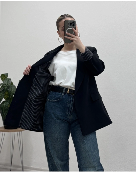 BLAZER CEKET ÇİZGİLİ ASTARLI