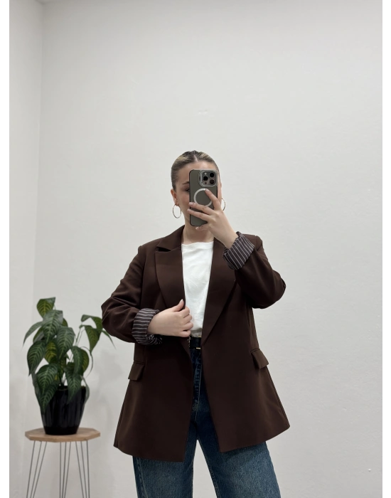 BLAZER CEKET ÇİZGİLİ ASTARLI