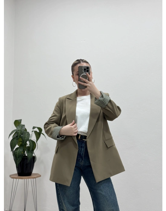 BLAZER CEKET ÇİZGİLİ ASTARLI